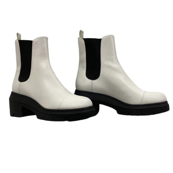 Stuart Weitzman Norah Chelsea Bootie Leather White Size 8.5C Sold Out - Picture 2 of 16